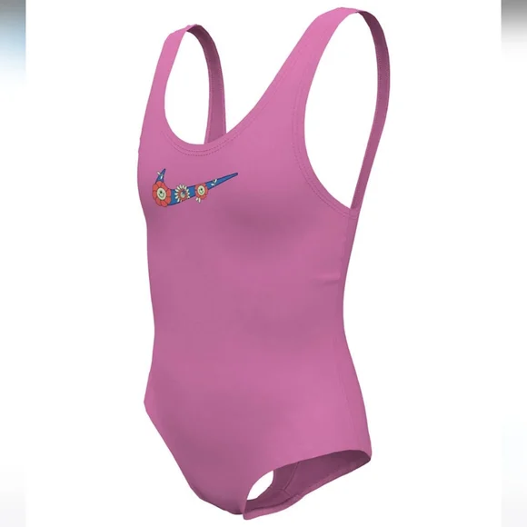 Nike Pink Floral Swoosh One Piece Swimsuit